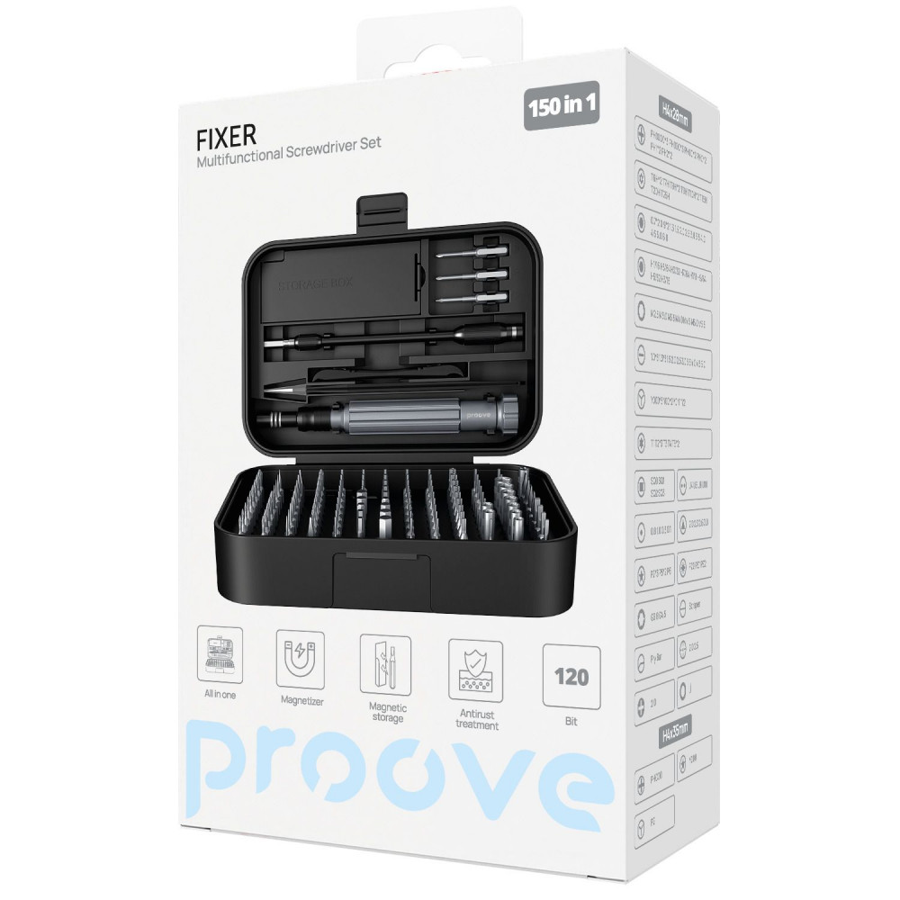 Многофункциональный набор отверток Proove Fixer 150in1 (MTSF15000001) black на картинке №2