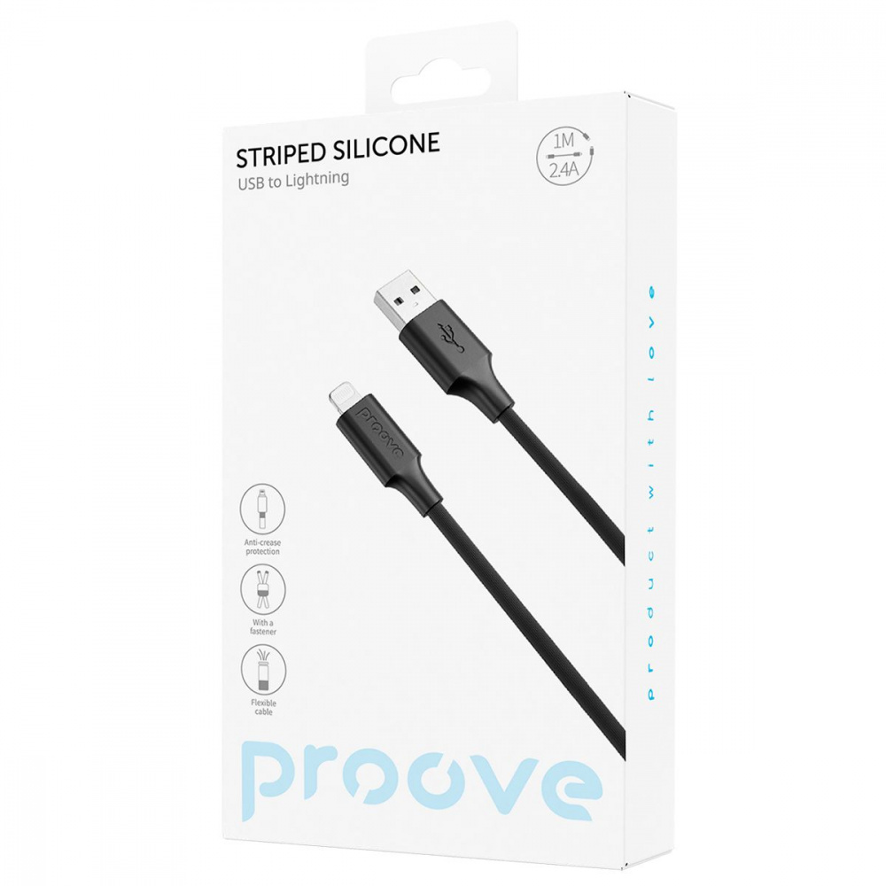 Кабель Proove Striped Silicone USB to Lightning (1m) — Придбати в Україні - фото 1