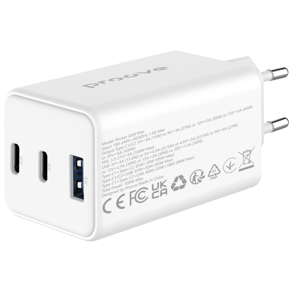 СЗУ Proove Pocket GaN 65W (2Type-C + USB) - фото 7