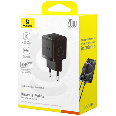 МЗП Baseus Palm Fast Charger 20W (Type-C) + Кабель Type-C to Lightning 20W (1m) — Придбати в Україні