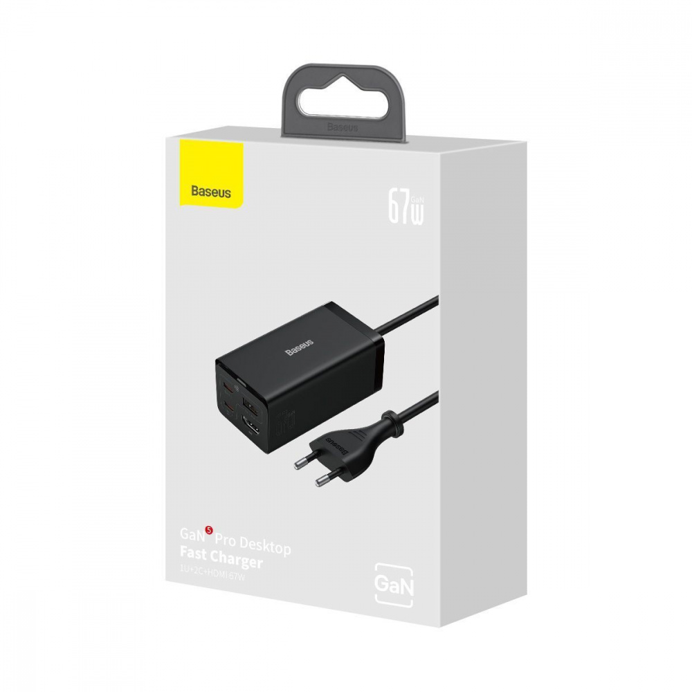 МЗП Baseus GaN5 Pro 67W USB+2Type-C+HDMI (1.5m) + Кабель Type-C to Type-C 100W(20V/5A (1m) — Придбати в Україні - фото 4