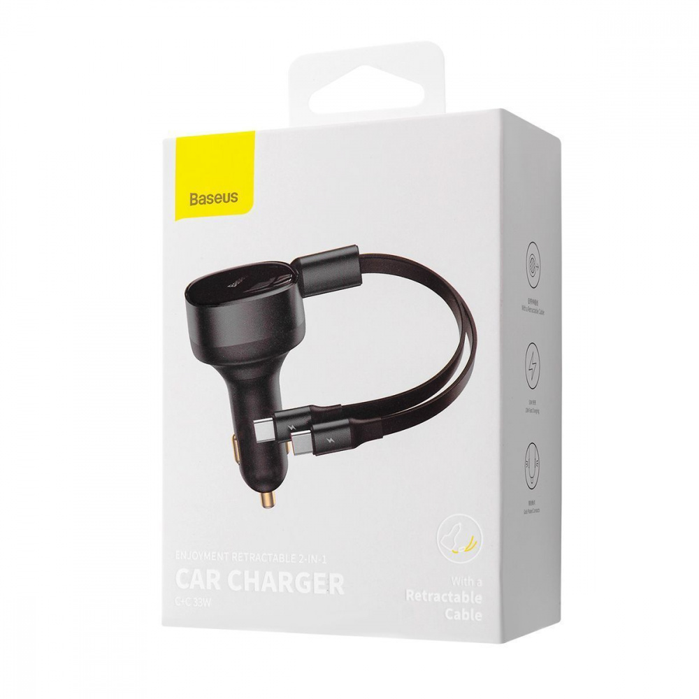 АЗП Baseus Enjoyment Retractable 2-in-1 Type-C + Type-C 33W — Придбати в Україні - фото 1