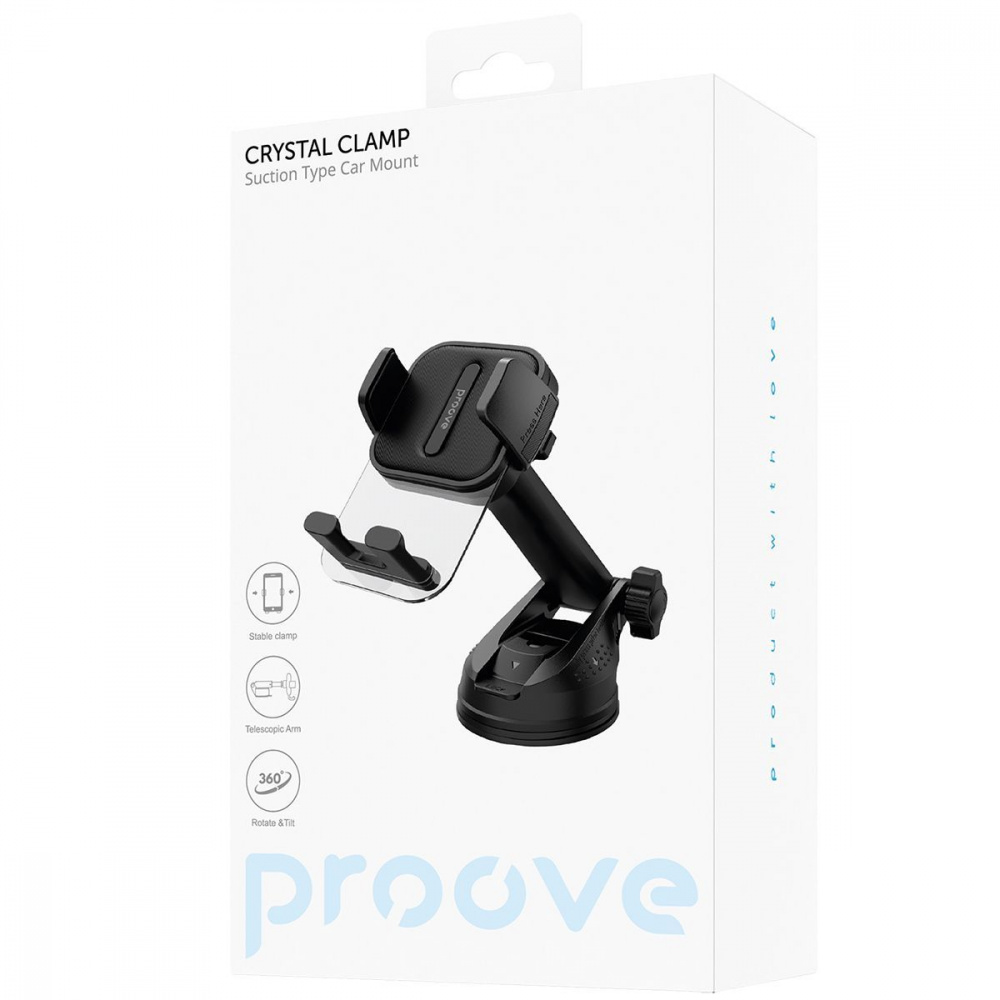 Автомобільний тримач Proove Crystal Clamp Suction Type Car Mount — Придбати в Україні - фото 1