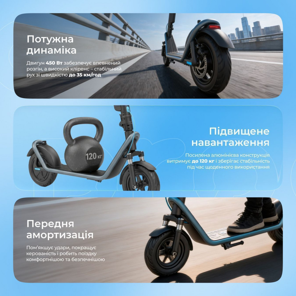 Електросамокат Proove Model Urban Plus App 450W (чорно-сірий) (67517) на малюнкі №3