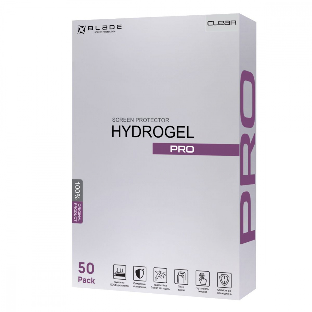 Защитная гидрогелевая пленка BLADE Hydrogel Screen Protection PRO (Edge Display) (clear glossy)