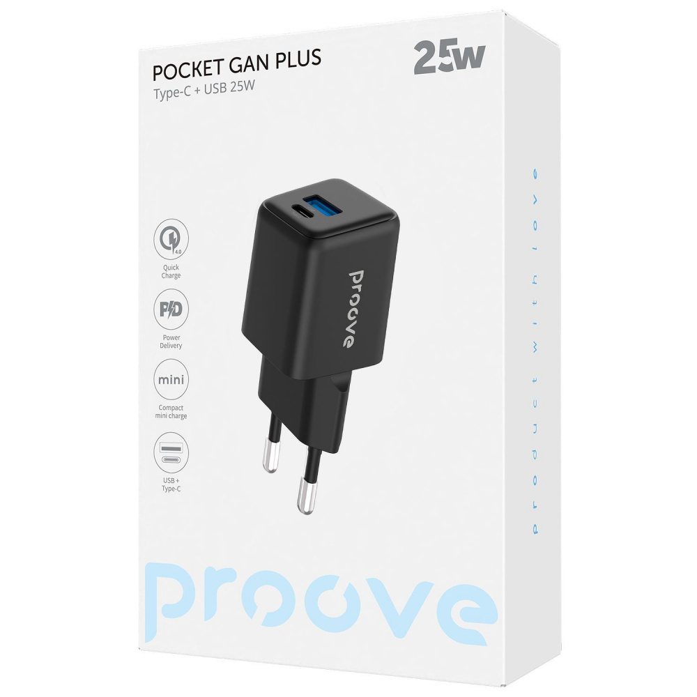 СЗУ Proove Pocket GaN Plus 25W (Type-C + USB) - фото 1