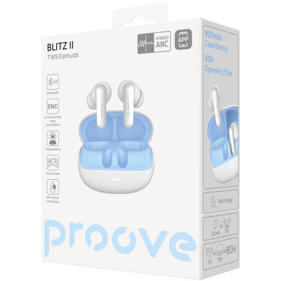 Купить Беспроводные наушники Proove Blitz II TWS with Hybrid ANC (APP) 66213 - Ncase