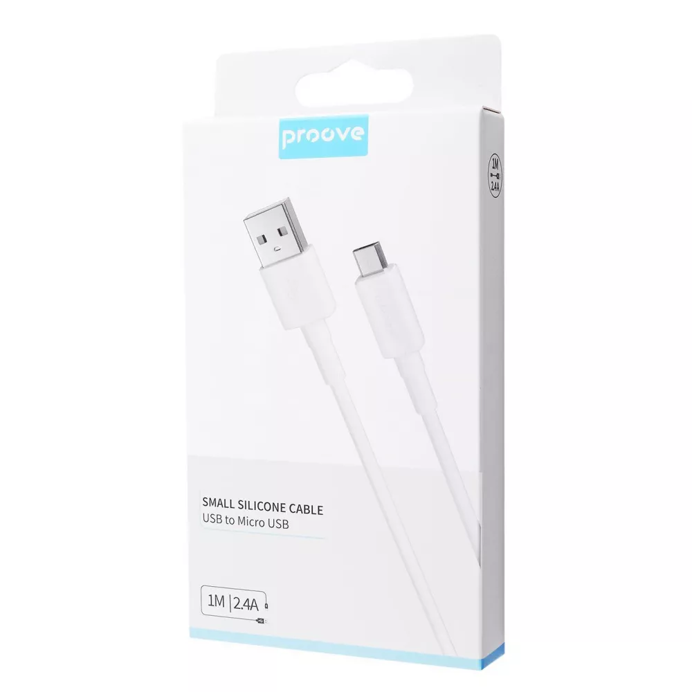 Кабель Proove Small Silicone USB to Micro USB 2.4A (1m) — Придбати в Україні