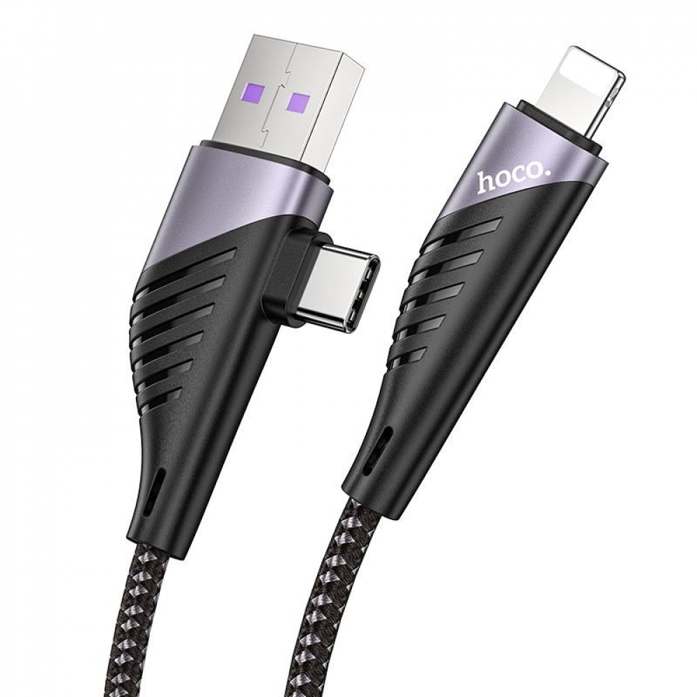 Cable Hoco U95 Freeway 2in1 USB to Type-C + Lightning PD 60W (1.2m) - фото 3