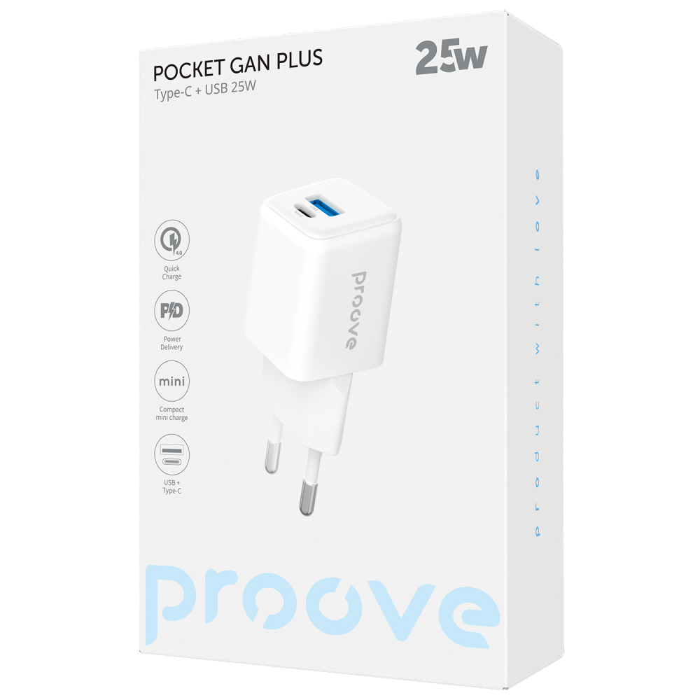 МЗП Proove Pocket GaN Plus 25W (Type-C + USB) — Придбати в Україні - фото 1