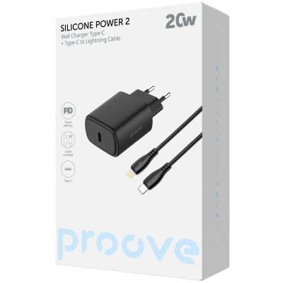 Купить СЗУ  Proove Silicone Power 2 20W (Type-C) + Кабель Type-C to Lightning (1m) 63246 - Ncase