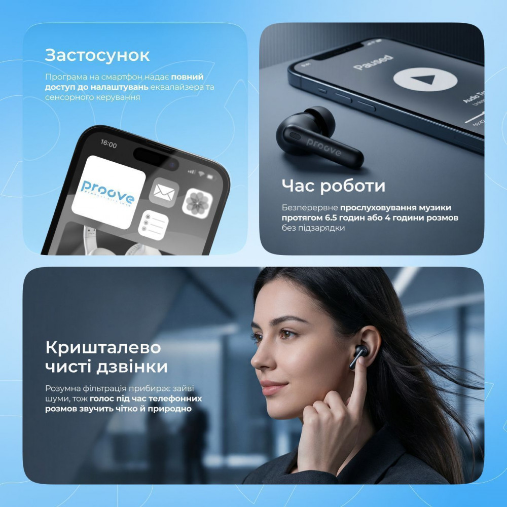 Бездротові навушники Proove Digital Pro TWS with ANC (APP) — Придбати в Україні - фото 13