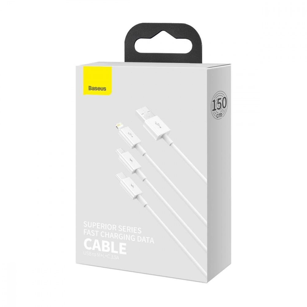 Cable Baseus Superior Series Fast Charging 3-in-1 (Micro USB+Lightning+Type-C) 3.5A (1.5m) - фото 1