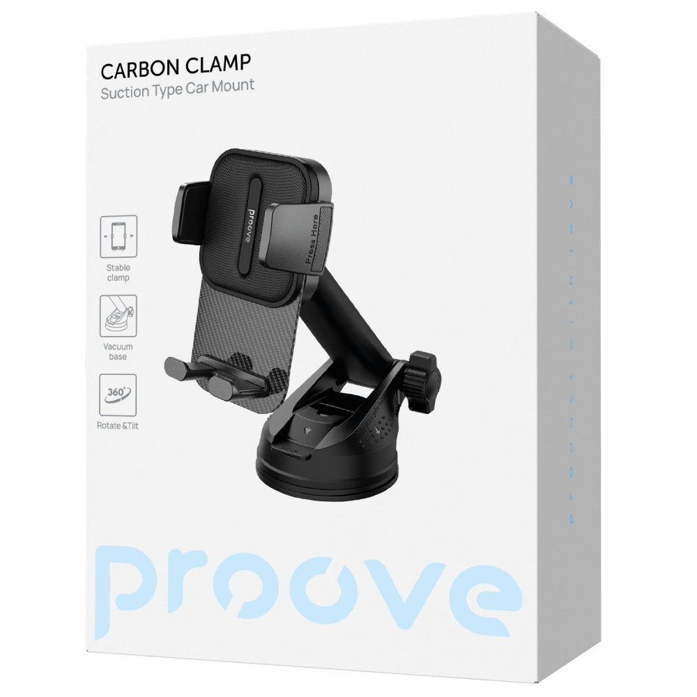 Автомобільний тримач Proove Carbon Clamp Suction Type Car Mount — Придбати в Україні - фото 1