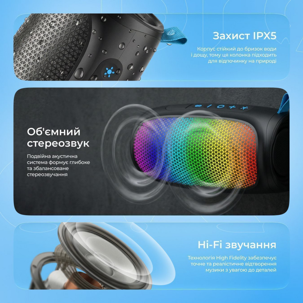 Портативная Акустика Proove Nova 10W (APP) black (PDNW10001AP01) Черный на картинке №10