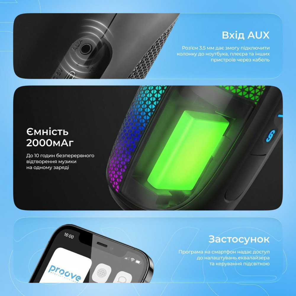 Портативная Акустика Proove Nova 10W (APP) black (PDNW10001AP01) Черный на картинке №12