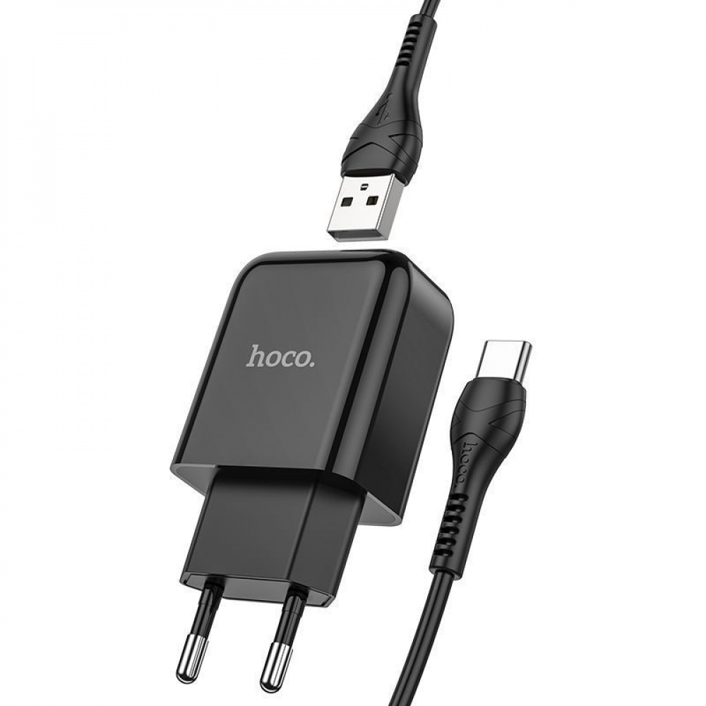 СЗУ Hoco N2 Vigour (1 USB) + Кабель Type-C - фото 1