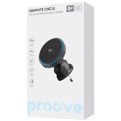 Автомобільний тримач з Бездротовим ЗП Proove Graphite Circle Qi2 15W — Придбати в Україні