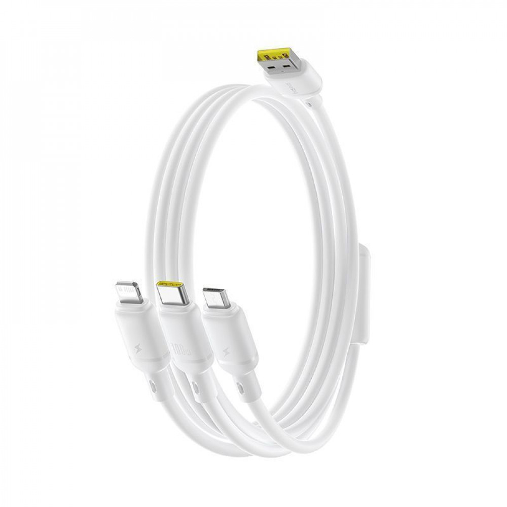 Кабель Baseus Baseus Silky One-for-Three Fast Charging USB to Micro USB+Lightning+Type-C 100W 1.5m black на малюнкі №9
