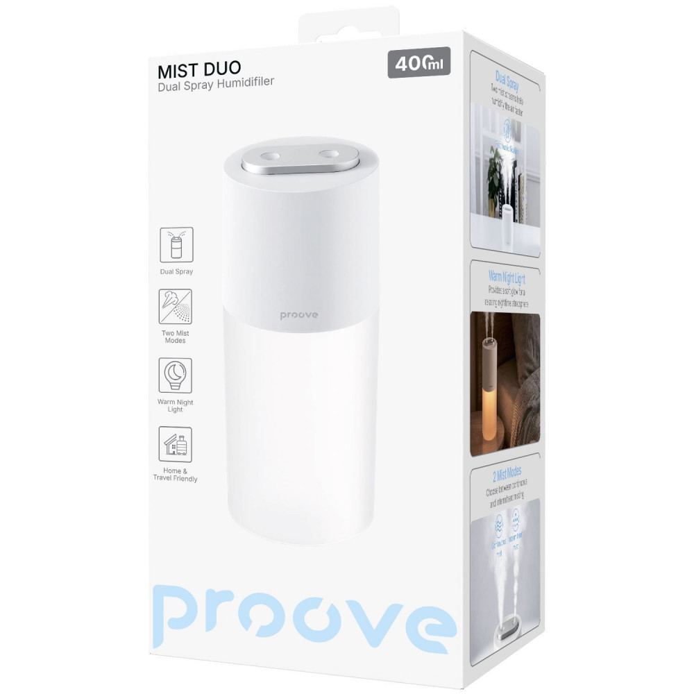 Зволожувач повітря Proove Mist Duo (DSHF40010002) white на малюнкі №2