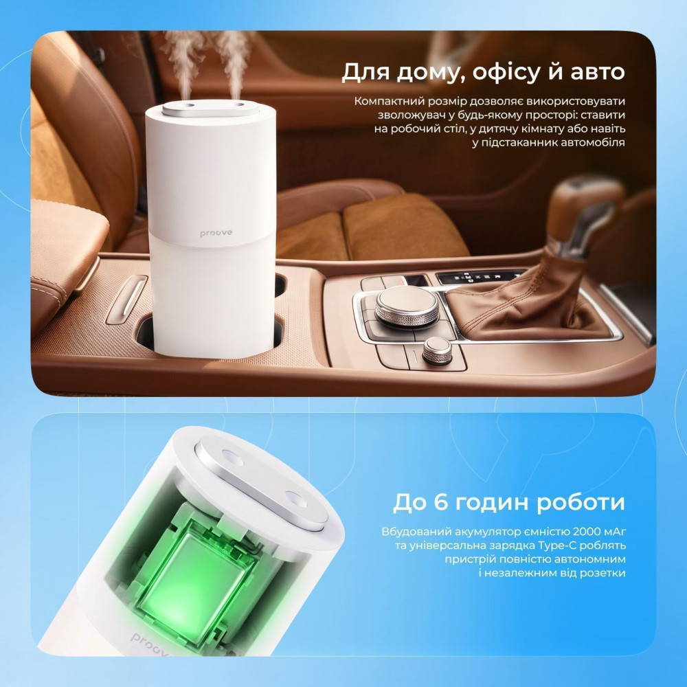 Зволожувач повітря Proove Mist Duo (DSHF40010002) white на малюнкі №7