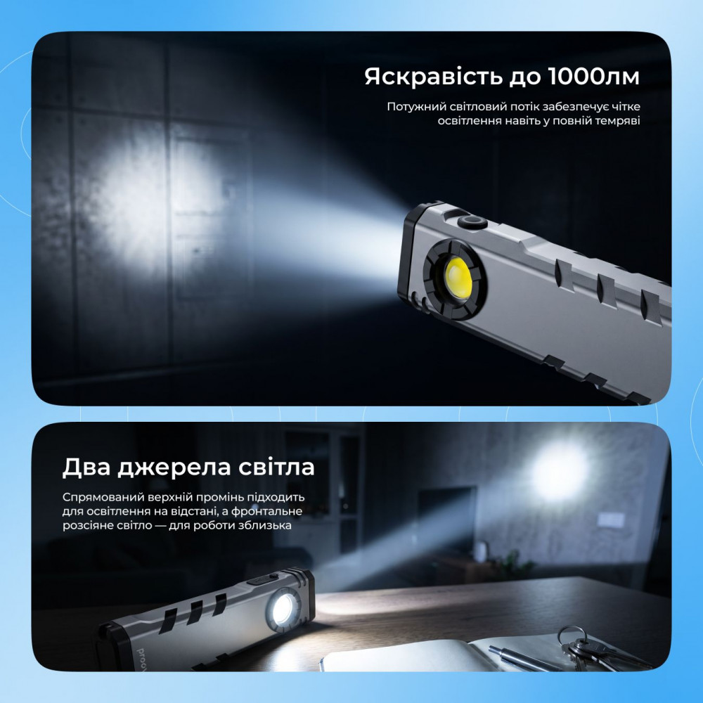 Портативний ліхтарик Proove Ray Slim (1000lm) — Придбати в Україні - фото 2