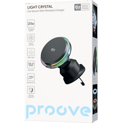 Автомобільний тримач з Бездротовим ЗП Proove Light Crystal Qi2.2 25W — Придбати в Україні