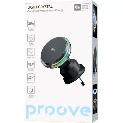 Купить Автомобільний тримач з Бездротовим ЗП Proove Light Crystal Qi2.2 25W 66567 - Ncase