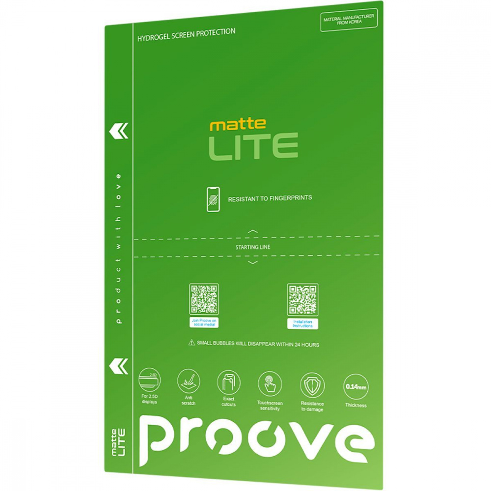 Захисна гідрогелева плівка Proove Hydrogel Screen Protection LITE Matte — Придбати в Україні - фото 1