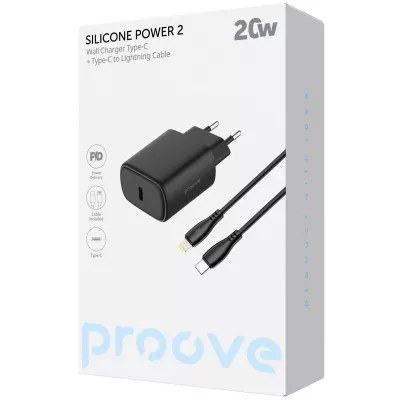 МЗП Proove Silicone Power 2 20W (Type-C) + Кабель Type-C to Lightning (1m) — Придбати в Україні