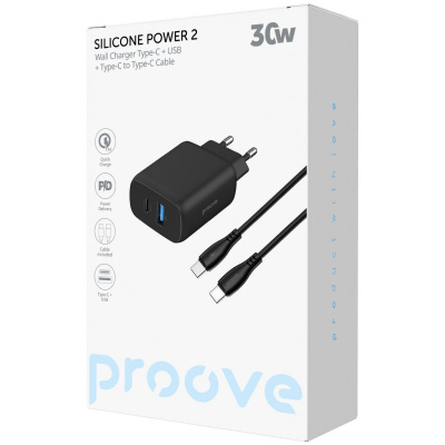 МЗП Proove Silicone Power 2 30W (Type-C + USB) + Cable Type-C to Type-C (1m) — Придбати в Україні
