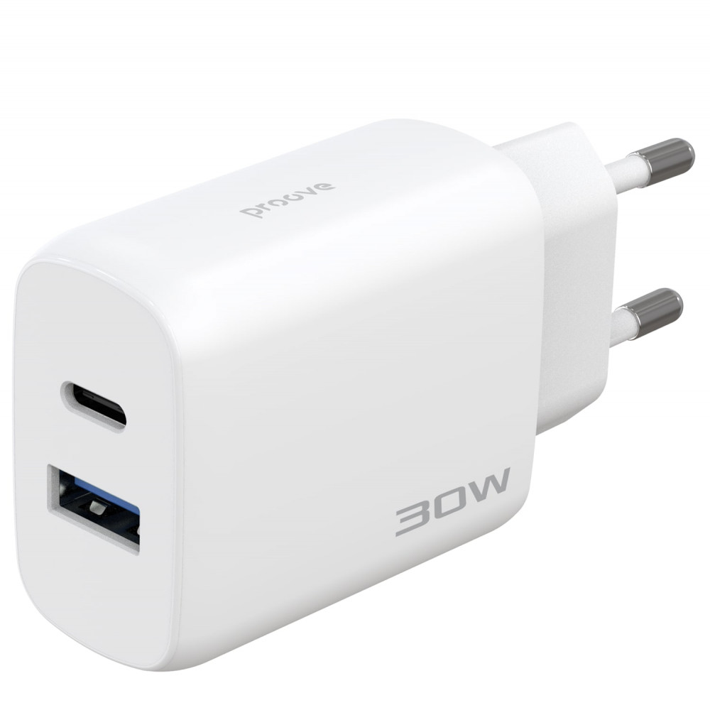 МЗП Proove Silicone Power 2 30W (Type-C + USB) + Cable Type-C to Type-C (1m) white на малюнкі №8