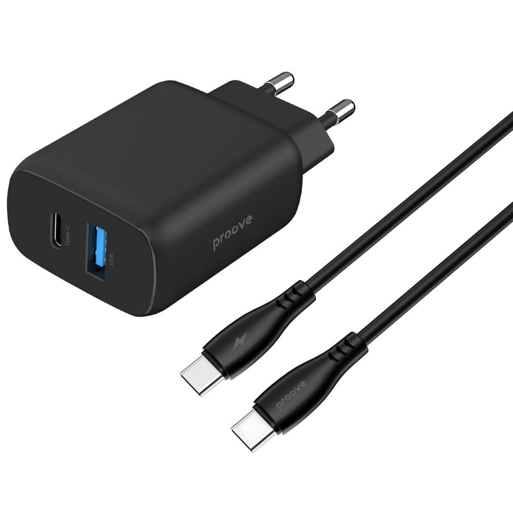 СЗУ Proove Silicone Power 2 30W (Type-C + USB) + Cable Type-C to Type-C (1m) - фото 9