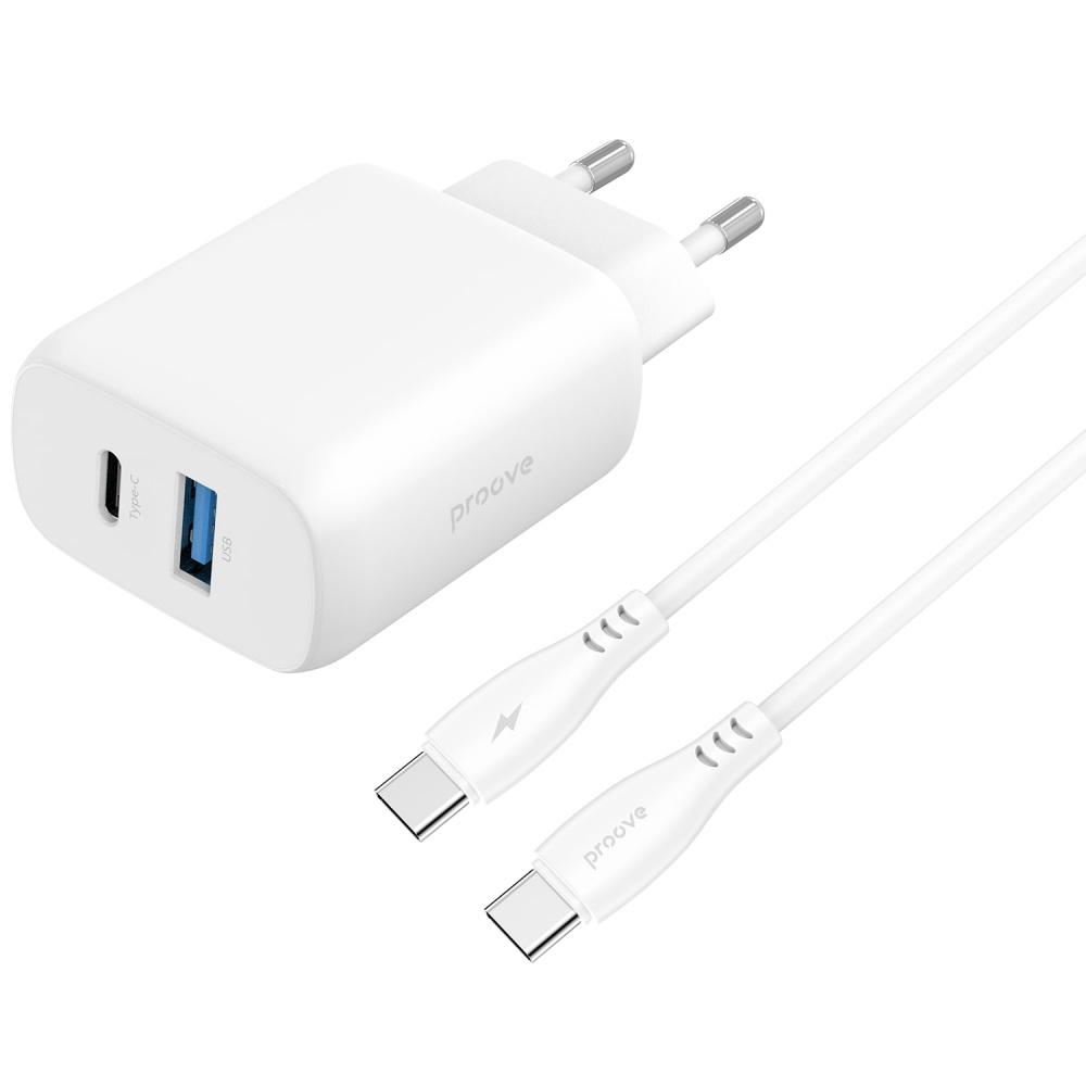 МЗП Proove Silicone Power 2 30W (Type-C + USB) + Cable Type-C to Type-C (1m) — Придбати в Україні