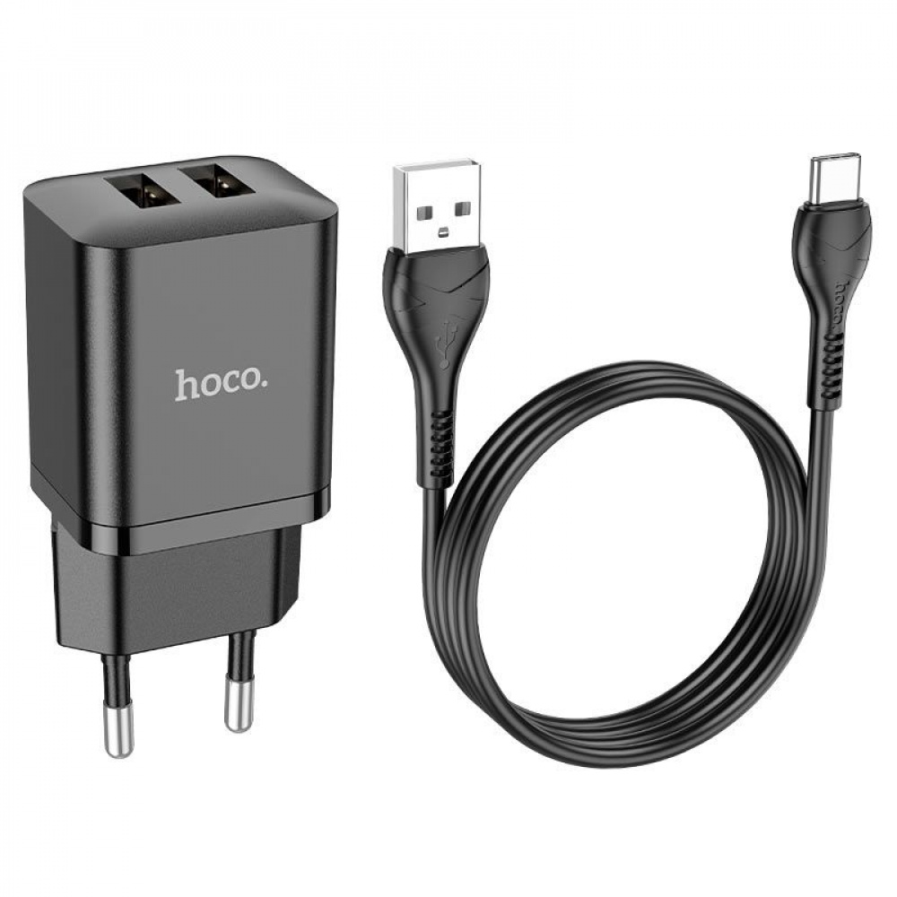 СЗУ Hoco N25 Maker (2 USB) + Кабель Type-C - фото 2
