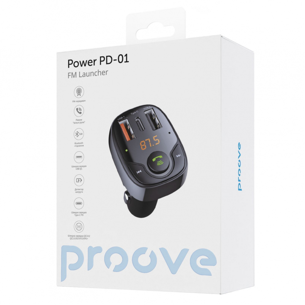 АЗП Proove FM Launcher Power PD-01 2USB+Type-C — Придбати в Україні