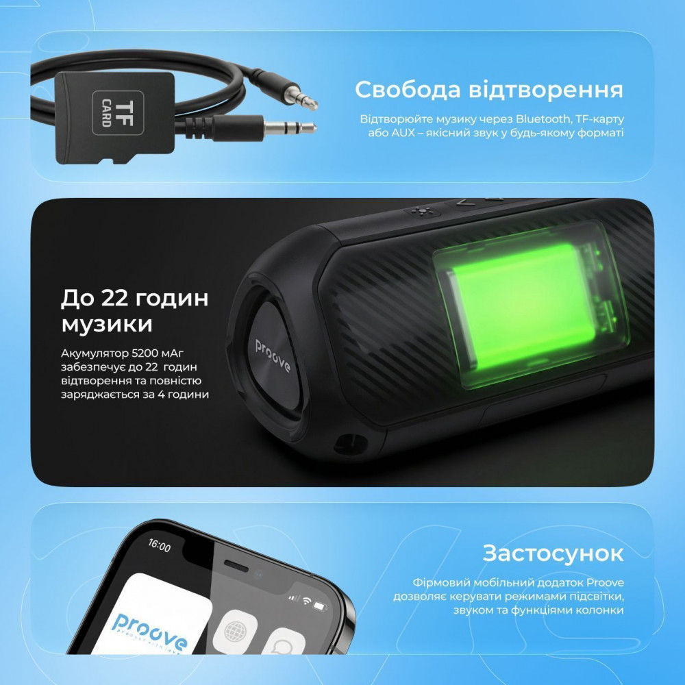 Портативна Акустика Proove Third Element SE 20W — Придбати в Україні - фото 6