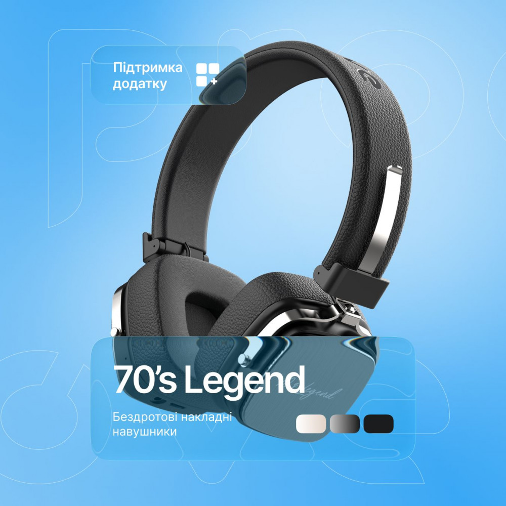 Бездротові навушники Proove 70’s Legend (APP) black/silver (HP70L001AP28) Чорний/Сріблястий на малюнкі №3
