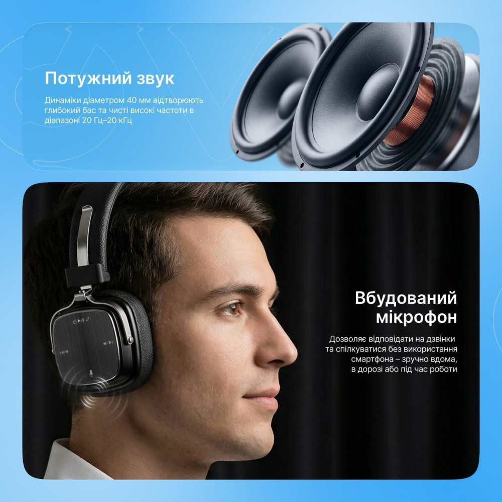 Бездротові навушники Proove 70’s Legend (APP) black/silver (HP70L001AP28) Чорний/Сріблястий на малюнкі №5