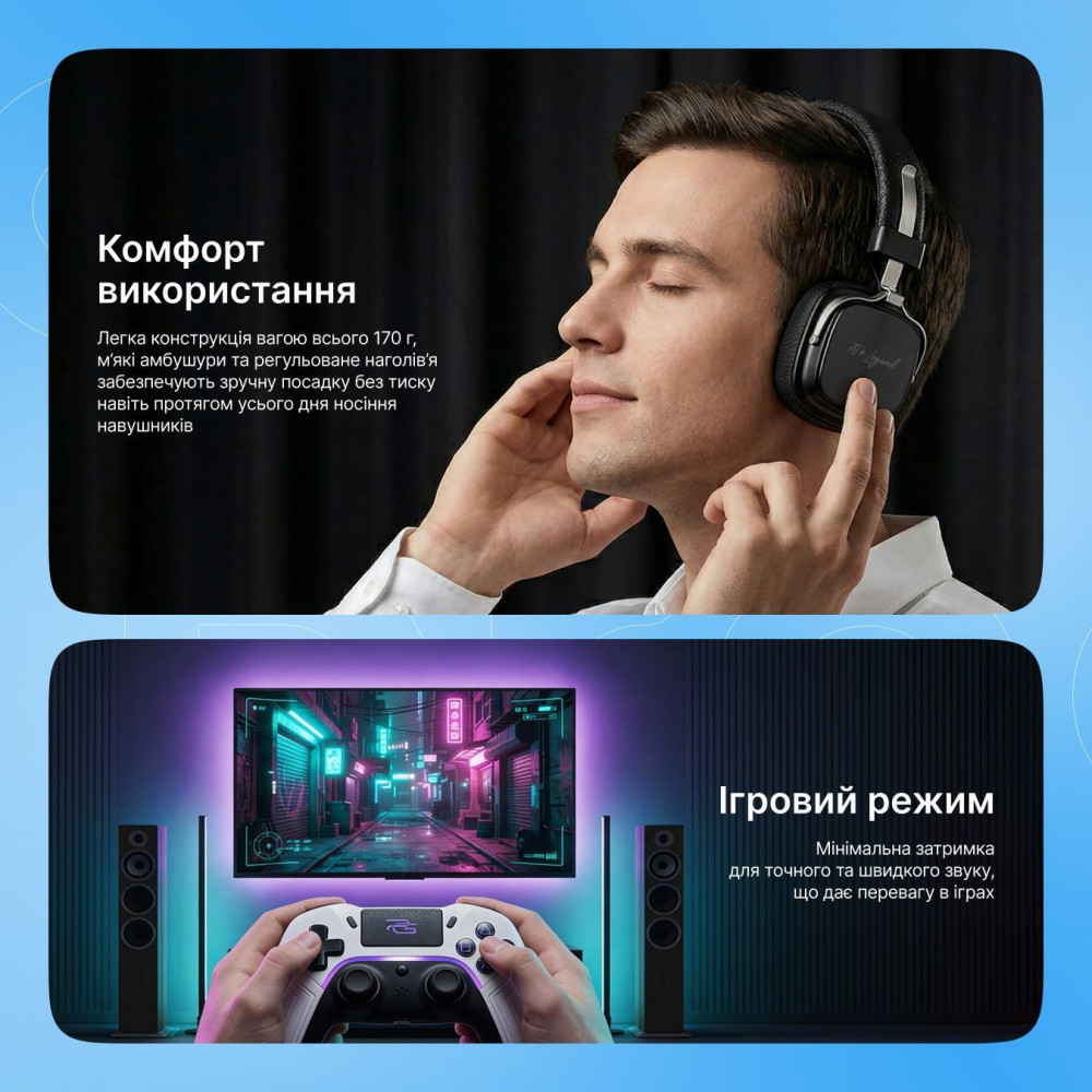 Бездротові навушники Proove 70’s Legend (APP) black/silver (HP70L001AP28) Чорний/Сріблястий на малюнкі №6