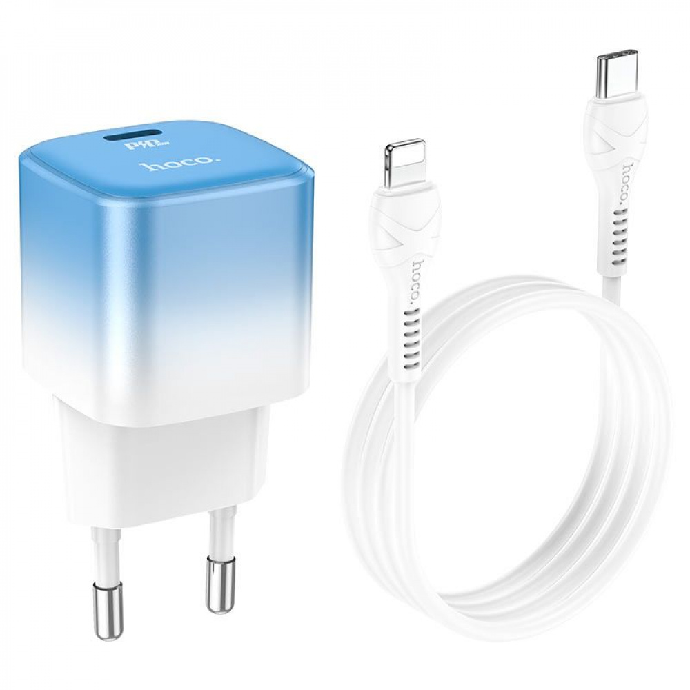 Wall Charger Hoco C101A 20W PD (Type-C) + Cable Type-C to Lightning - фото 6