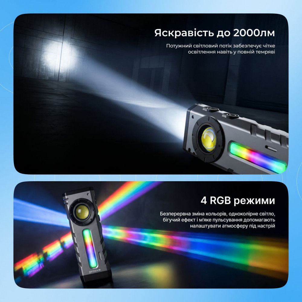 Портативний ліхтарик Proove Ray Storm (2000lm) — Придбати в Україні - фото 2
