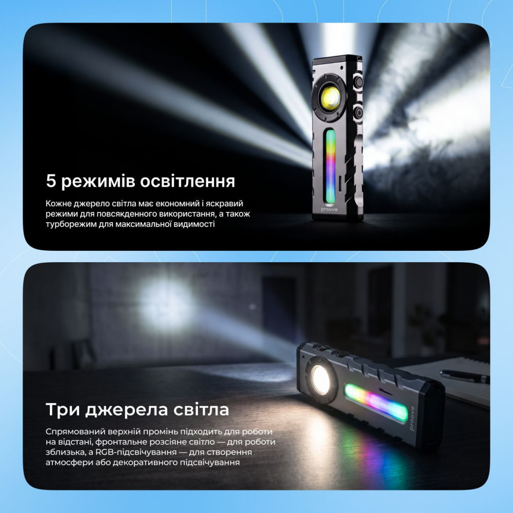 Портативний ліхтарик Proove Ray Storm (2000lm) — Придбати в Україні - фото 3