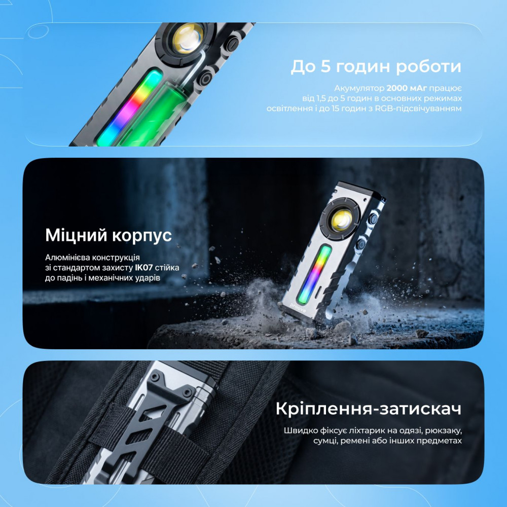 Портативний ліхтарик Proove Ray Storm (2000lm) — Придбати в Україні - фото 5