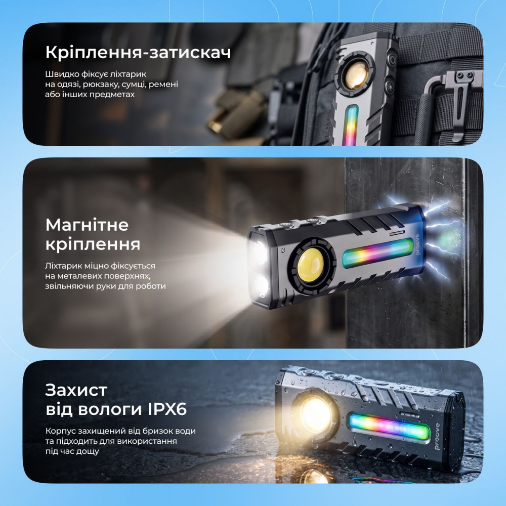 Портативний ліхтарик Proove Ray Ultra (2700lm) — Придбати в Україні - фото 4