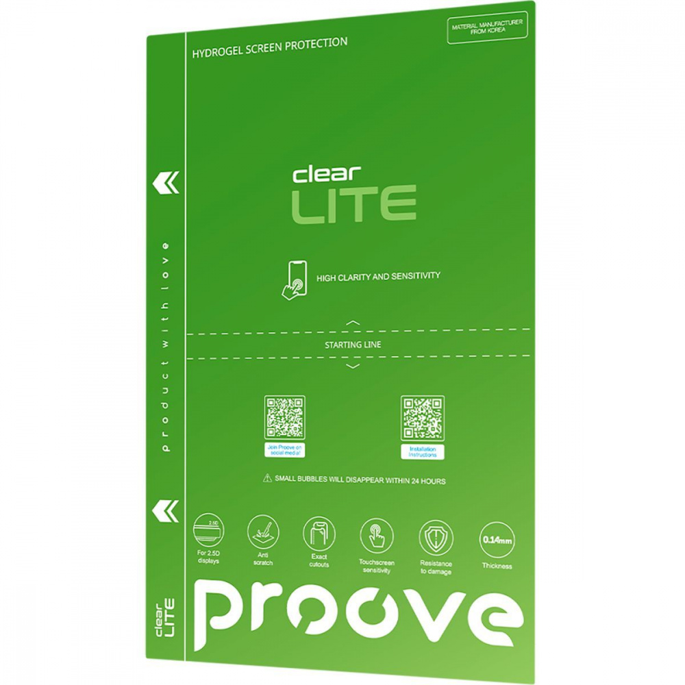 Захисна гідрогелева плівка Proove Hydrogel Screen Protection LITE Clear — Придбати в Україні - фото 1