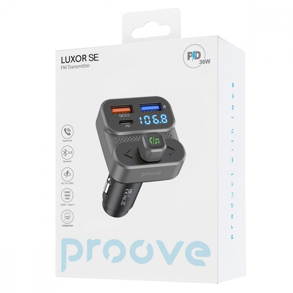 АЗП Proove FM Launcher Luxor SE 36W (PD+QC3.0) Type-C+USB — Придбати в Україні - фото 1