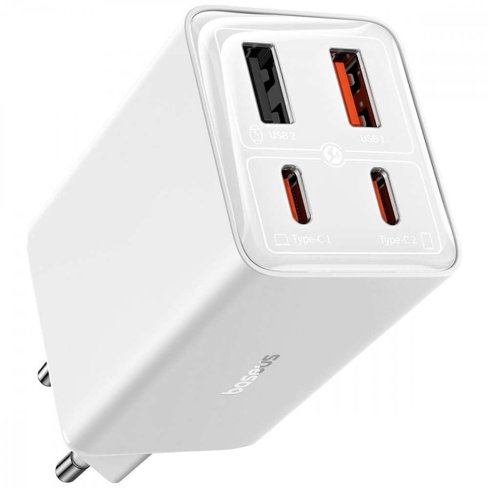 МЗП Baseus GaN6 Pro Fast Charger 2 Type-C + 2 USB 65W white на малюнкі №1