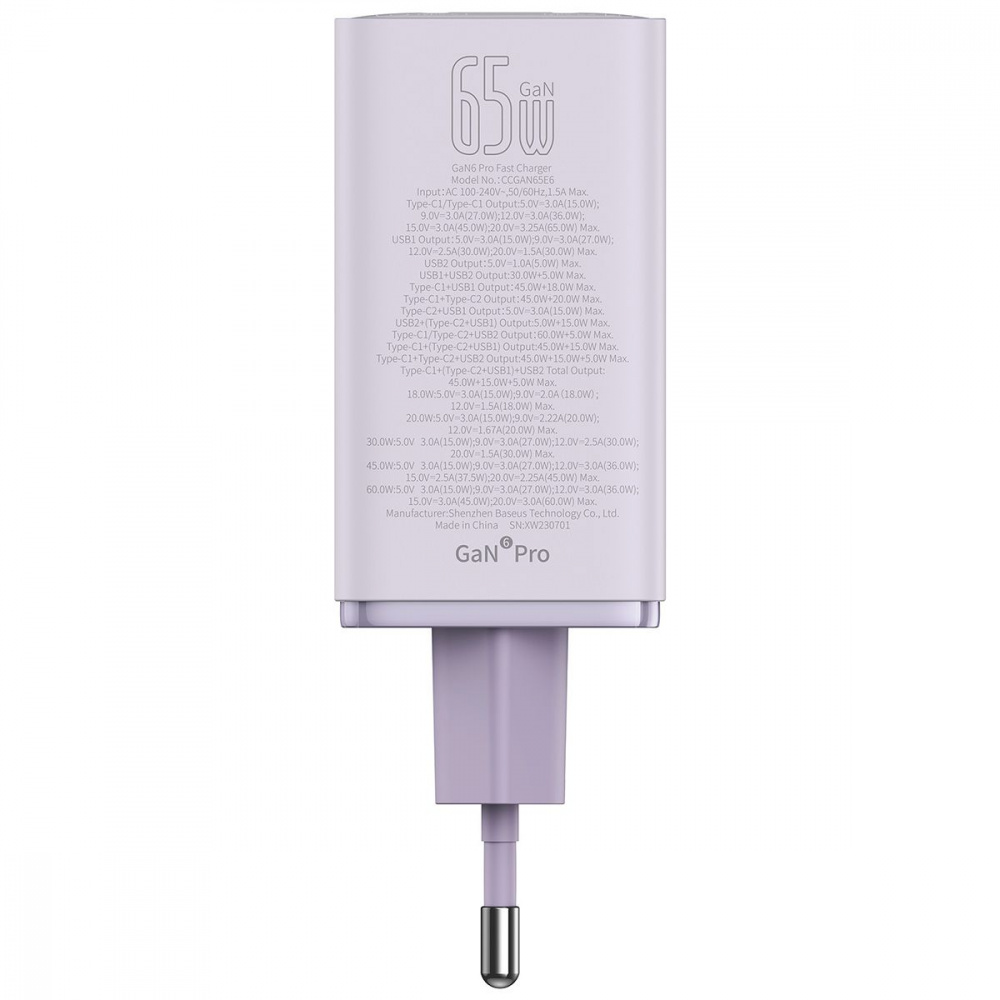 МЗП Baseus GaN6 Pro Fast Charger 2 Type-C + 2 USB 65W — Придбати в Україні - фото 17