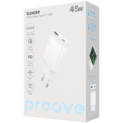 Купить СЗУ Proove Proove Slender 45W (Type-C + USB) 68013 - Ncase